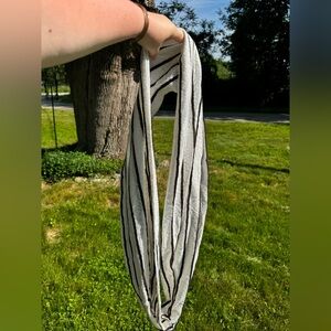 White and Black Striped infinity Scarf